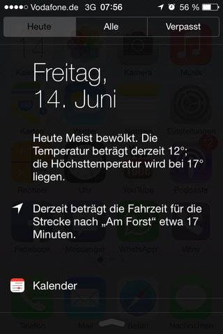 iOS 7 Mitteilungszentrale: Ich weiß, wohin du heute fährst
